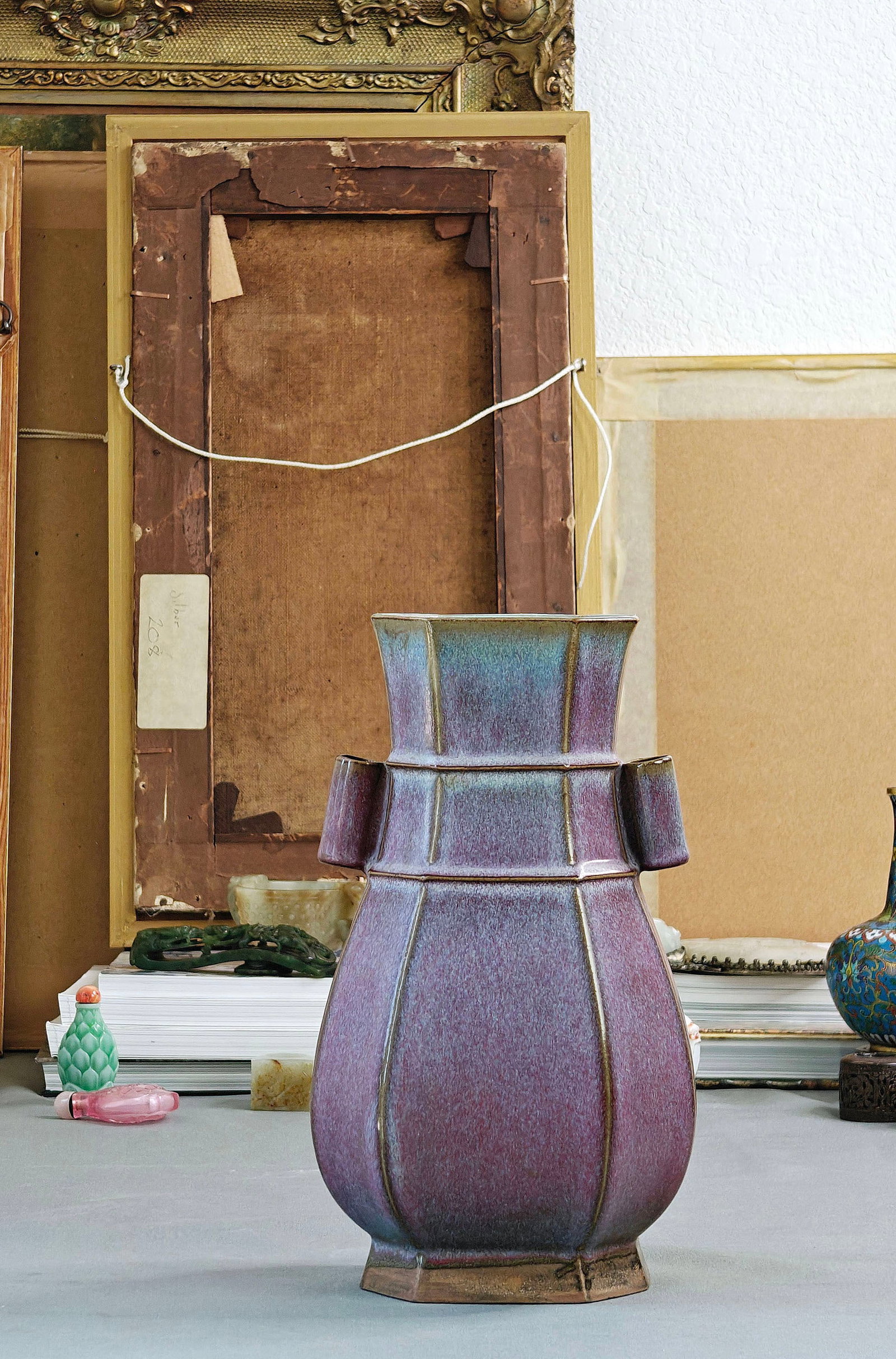 Chinese Flambe-Glazed Hexagonal Vase - 11