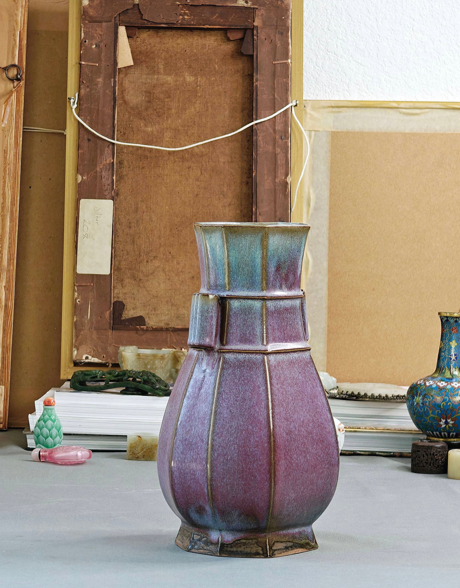 Chinese Flambe-Glazed Hexagonal Vase - 12