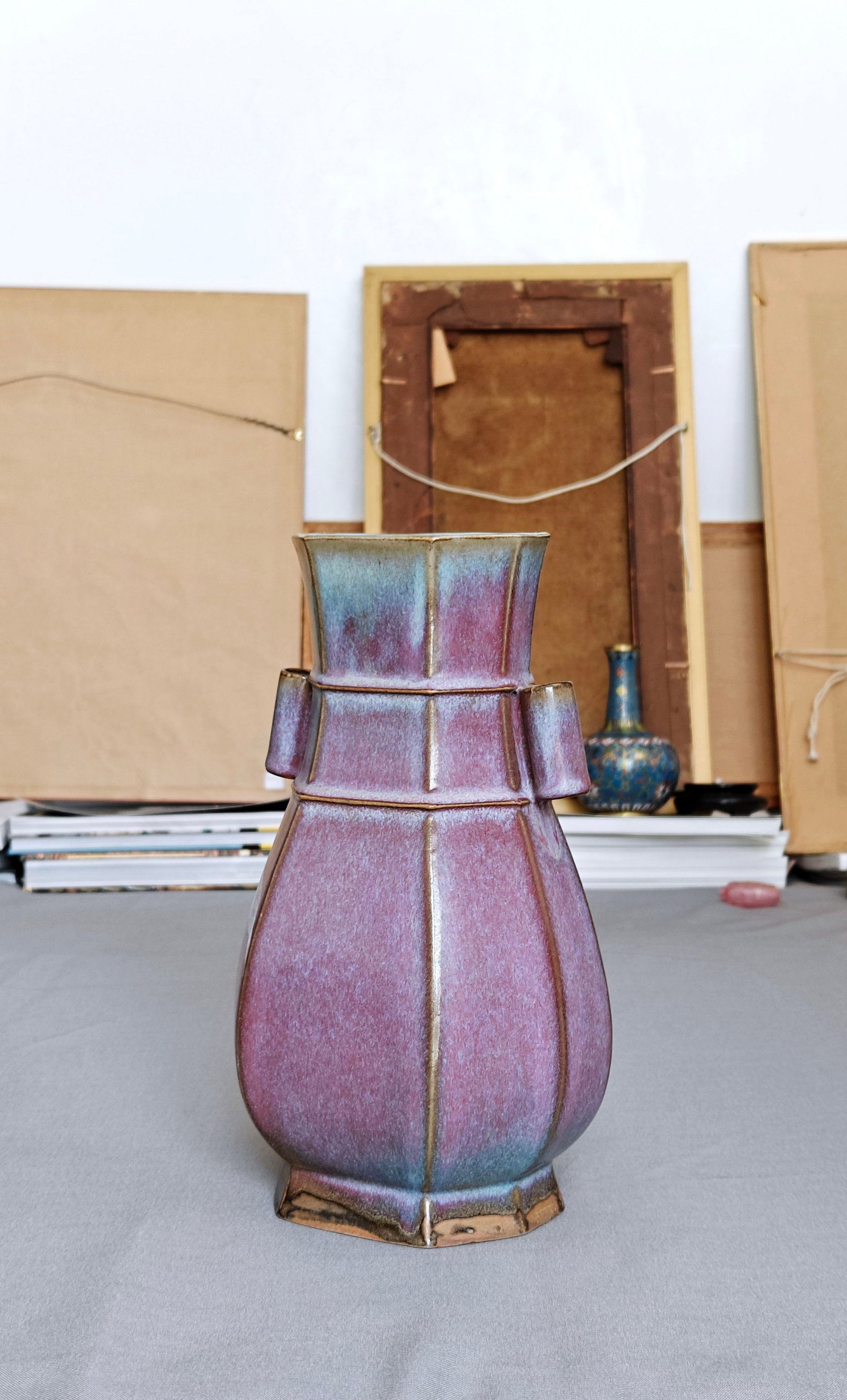 Chinese Flambe-Glazed Hexagonal Vase - 14