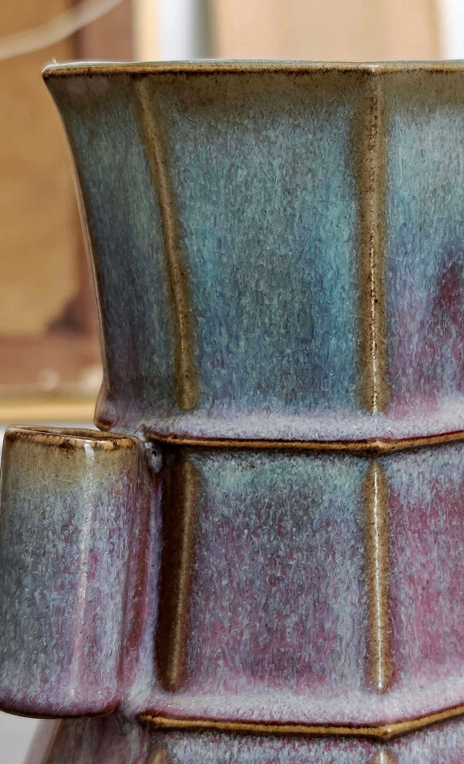 Chinese Flambe-Glazed Hexagonal Vase - 17