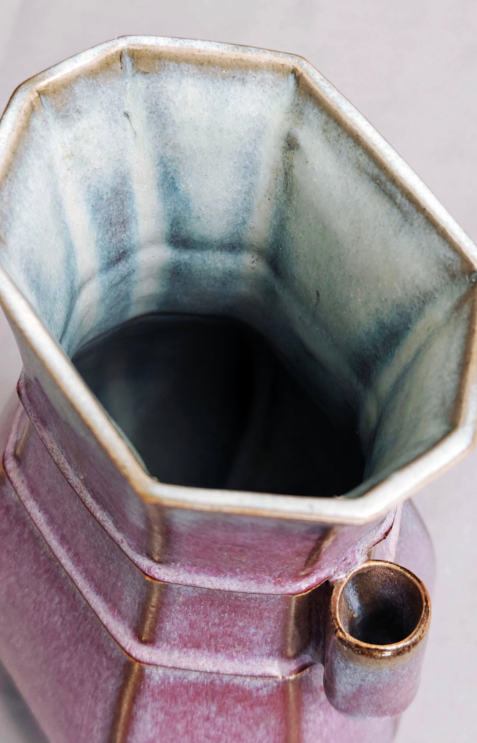 Chinese Flambe-Glazed Hexagonal Vase - 8