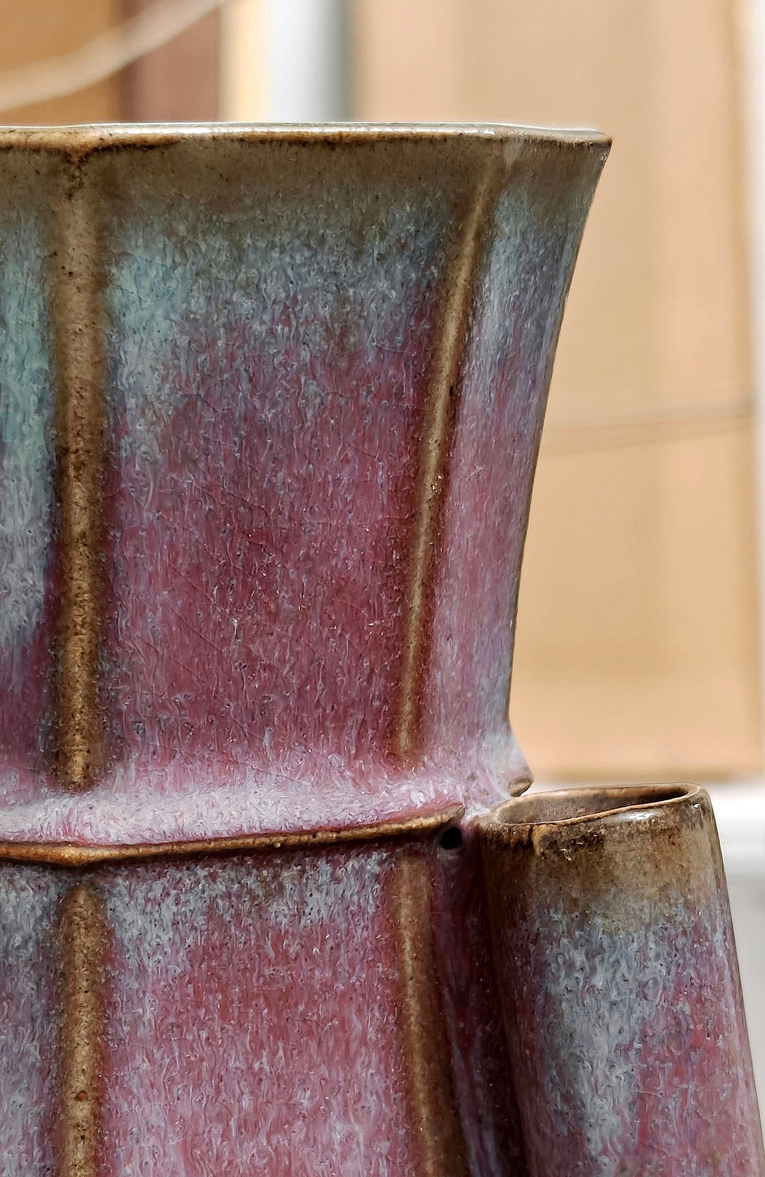 Chinese Flambe-Glazed Hexagonal Vase - 9