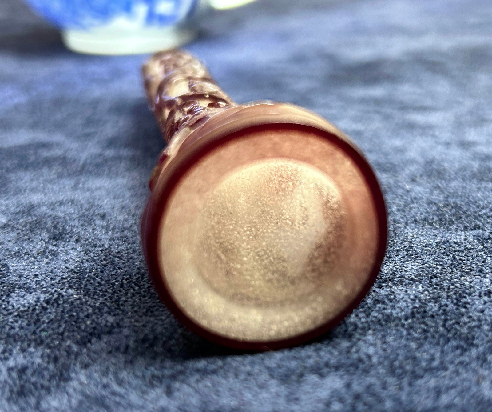 Chinese Ruby-Overlay Glass Brush Handle - 2