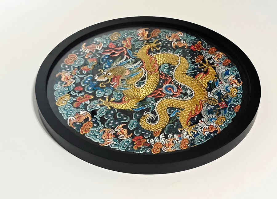 Chinese Embroidered Dragon Roundel - 5