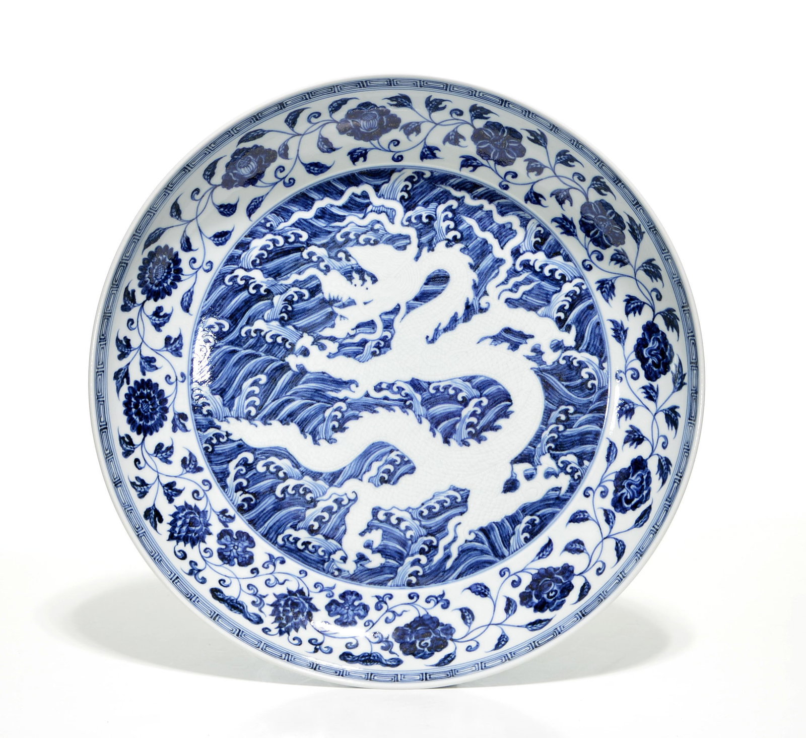 Magnificent Chinese Blue and White Dragon Plate (1 of 19)