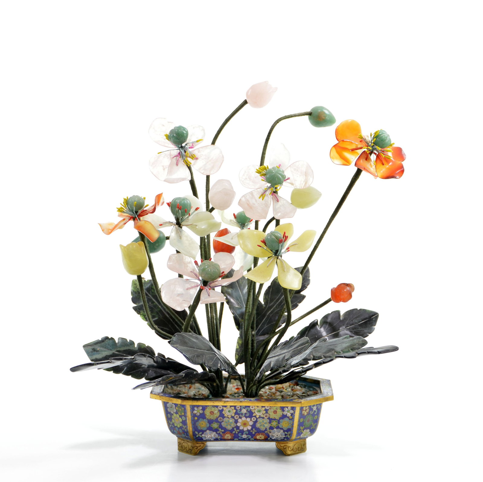 Chinese Cloisonne and Hardstone Floral Penzai (1 of 8)