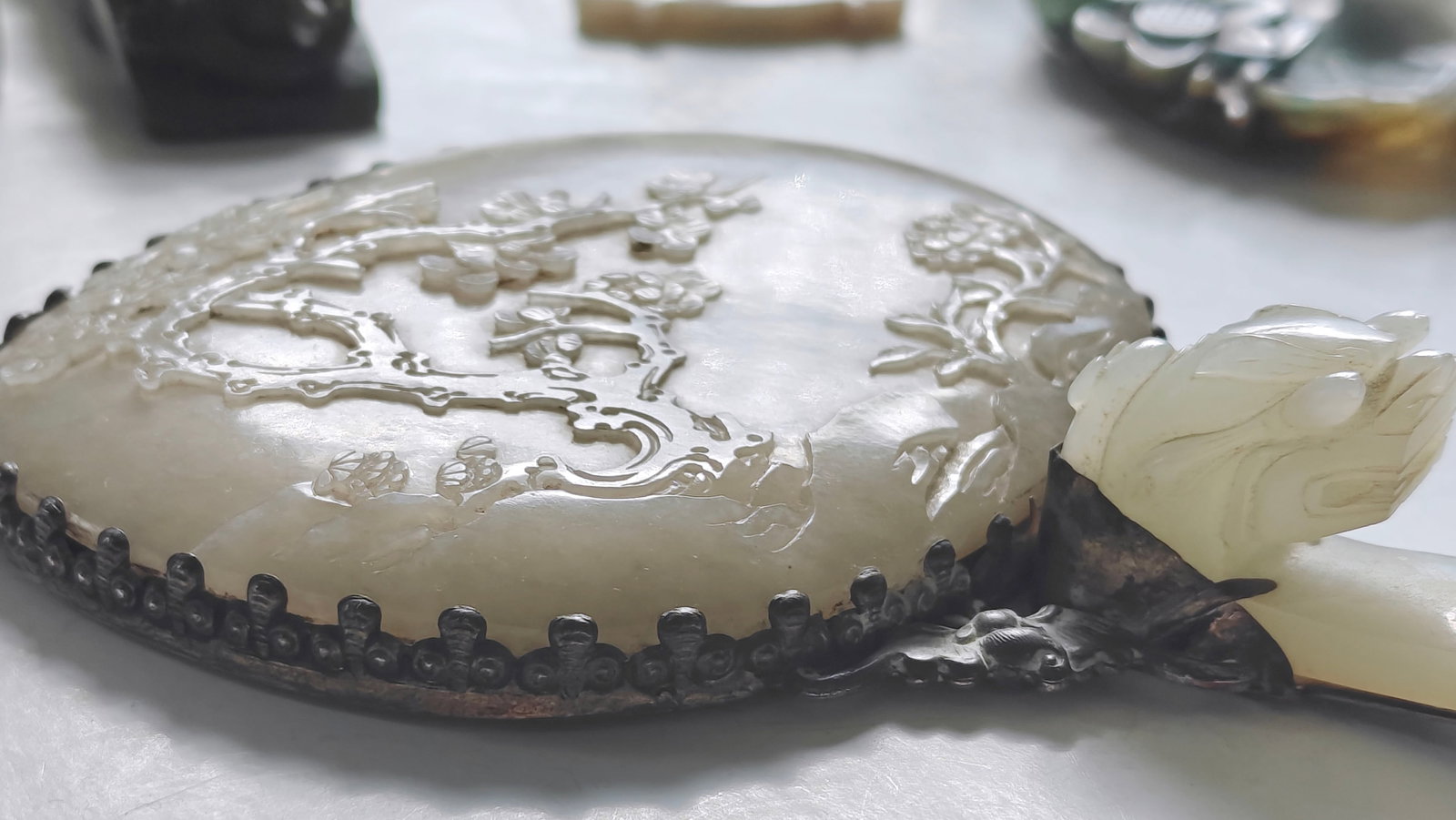 Chinese Jade-Mounted Hand Mirror - 10