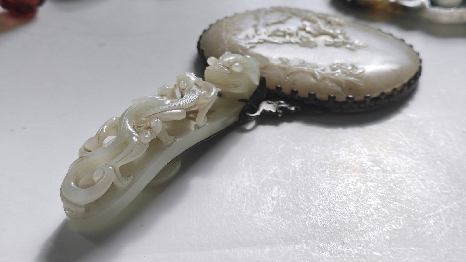 Chinese Jade-Mounted Hand Mirror - 12