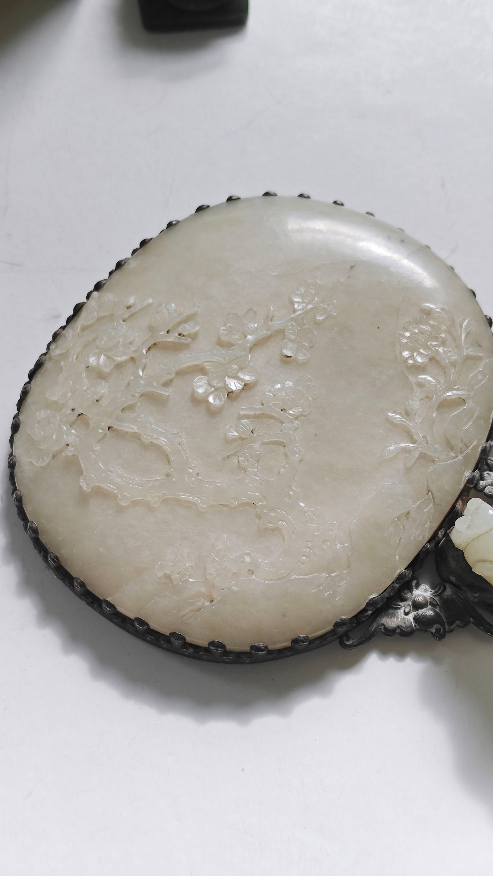 Chinese Jade-Mounted Hand Mirror - 13