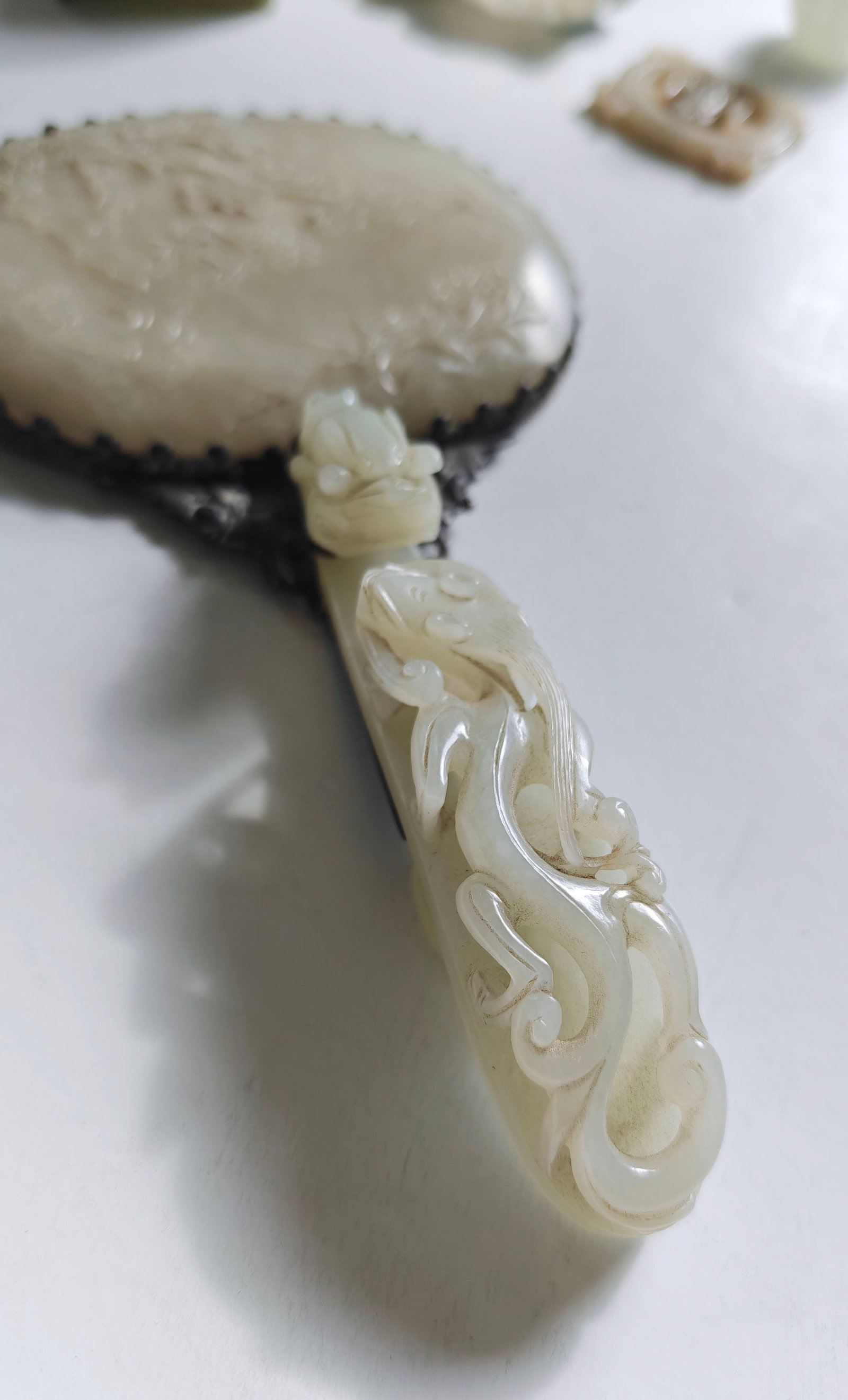 Chinese Jade-Mounted Hand Mirror - 3