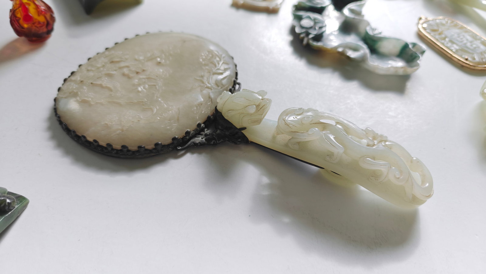 Chinese Jade-Mounted Hand Mirror - 4