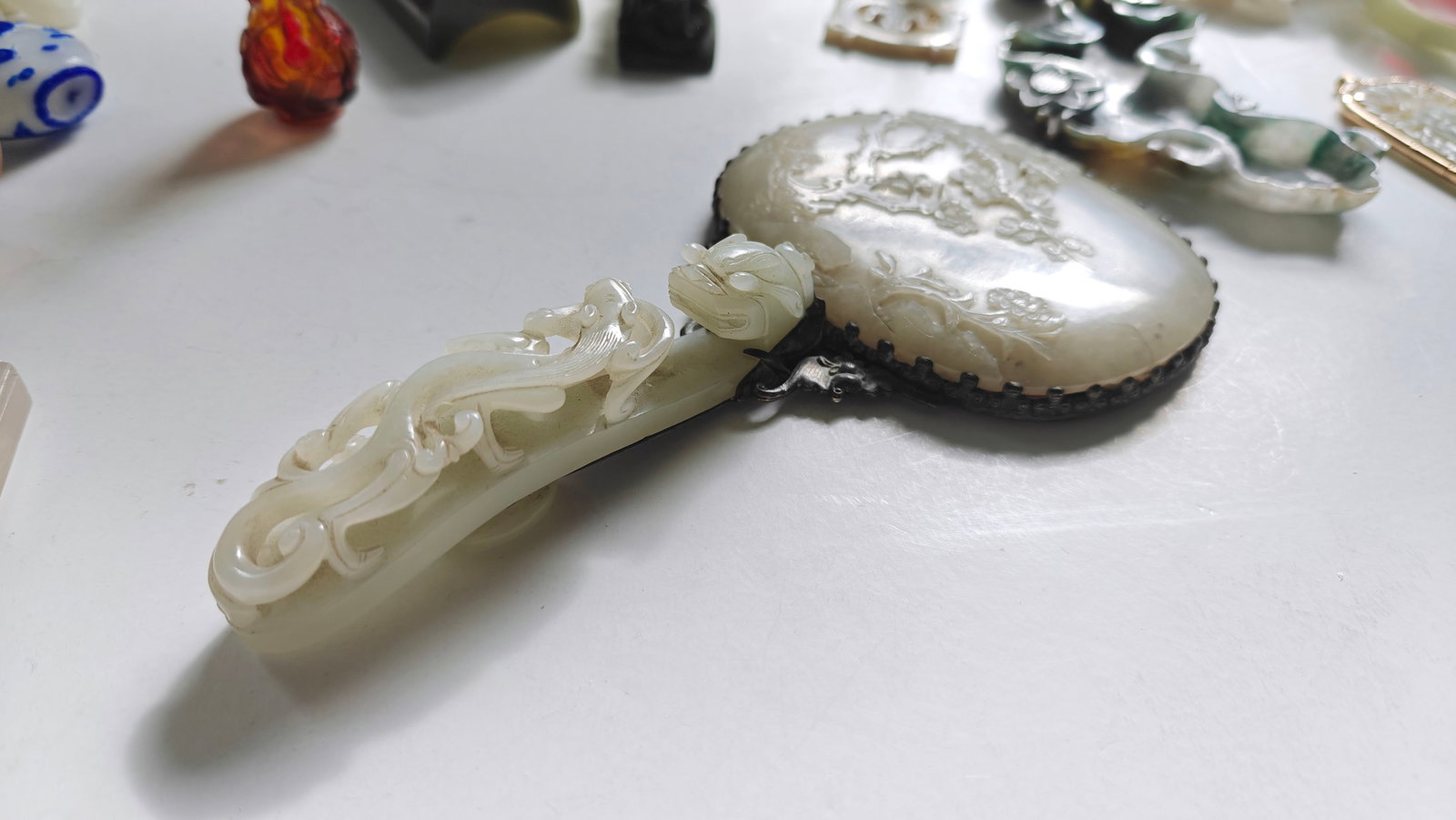 Chinese Jade-Mounted Hand Mirror - 5