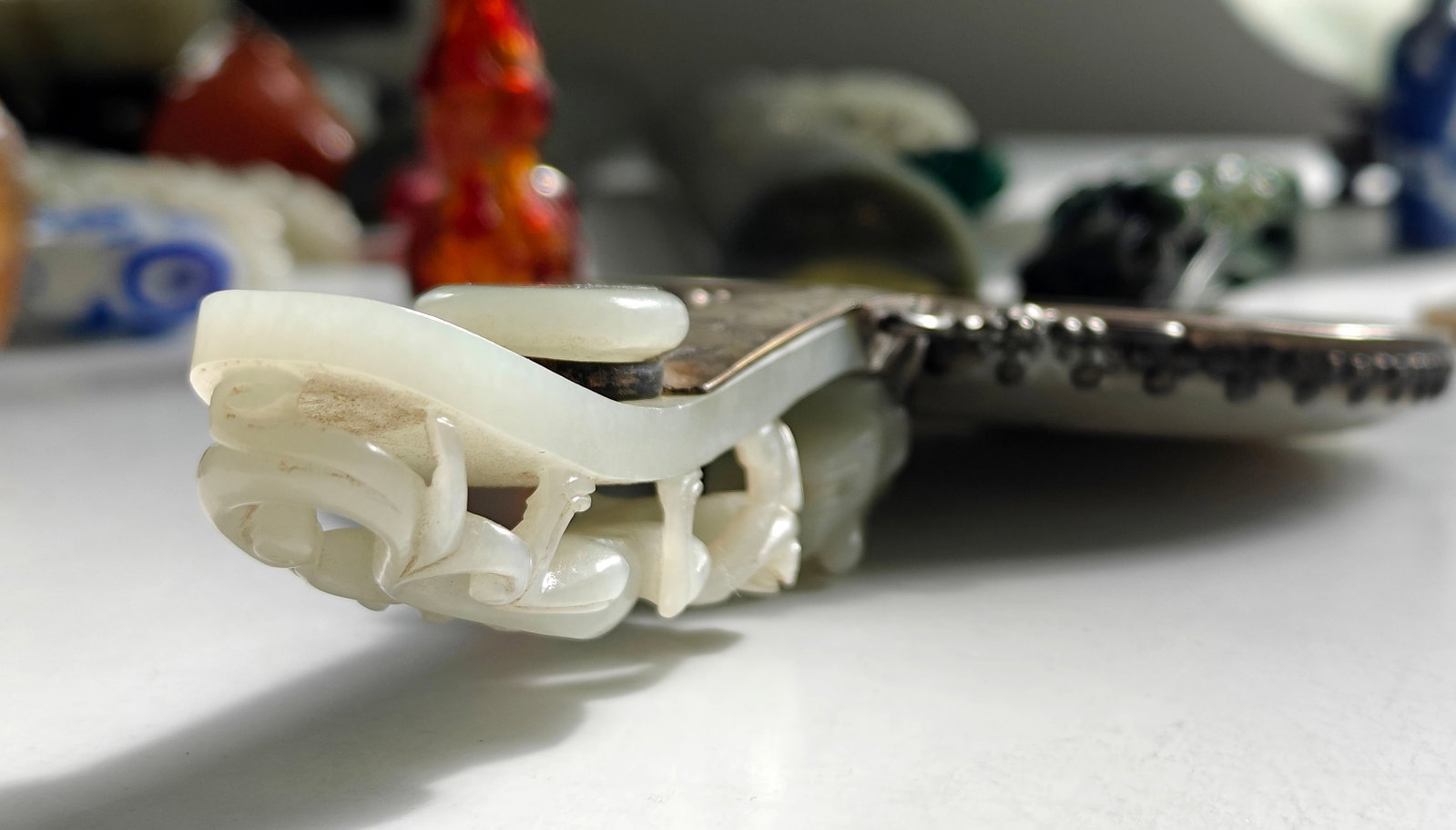 Chinese Jade-Mounted Hand Mirror - 6