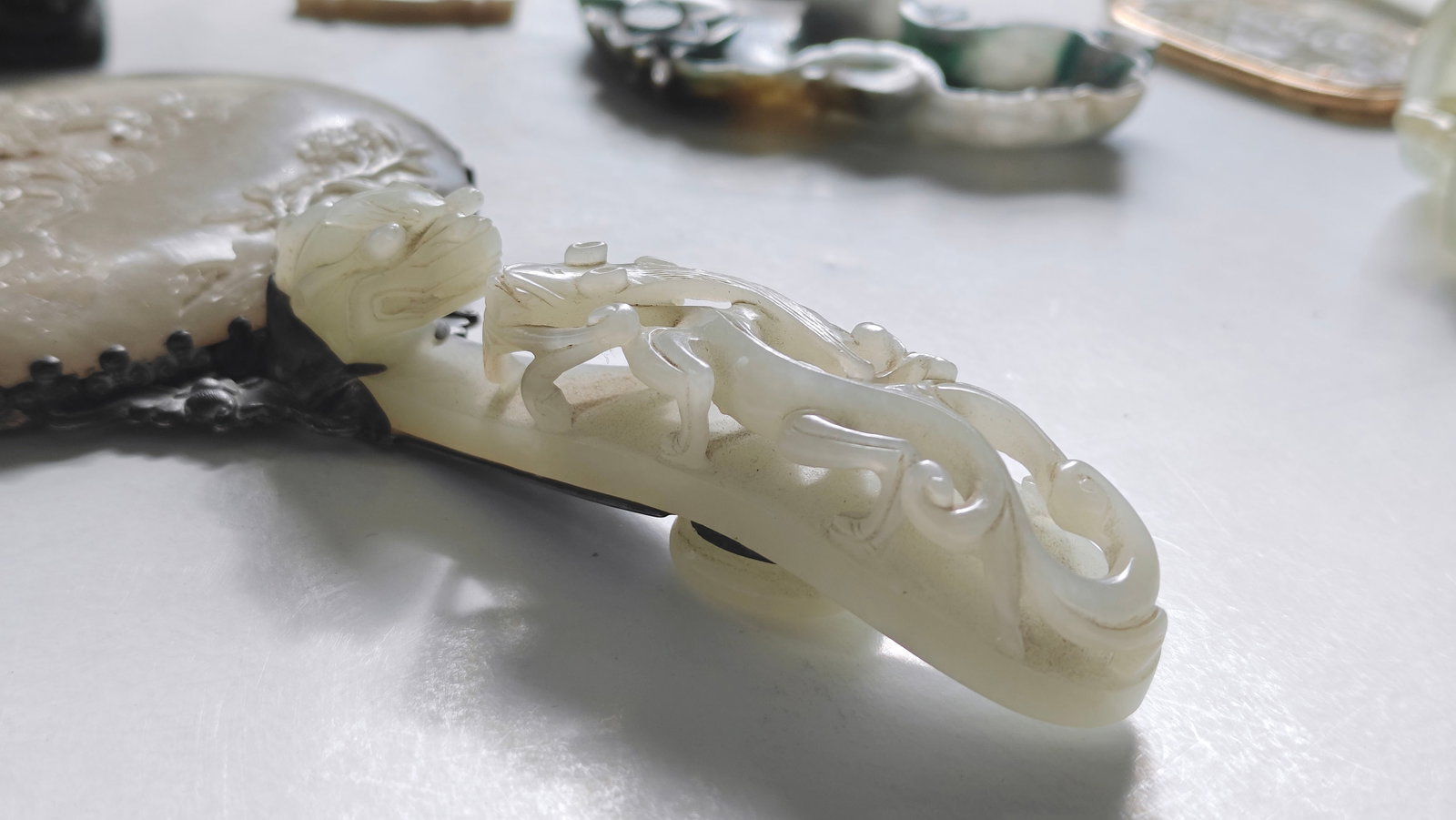 Chinese Jade-Mounted Hand Mirror - 8