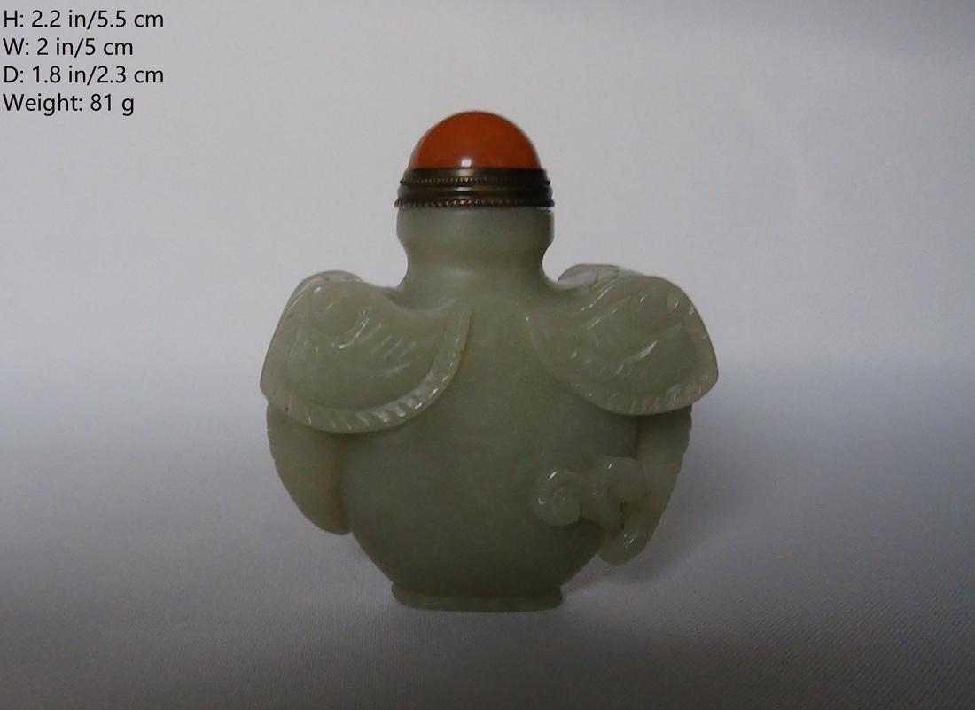 CHINESE ANTIQUE JADE SNUFF BOTTLE HAND CARVED ELEPHONES (1 of 11)