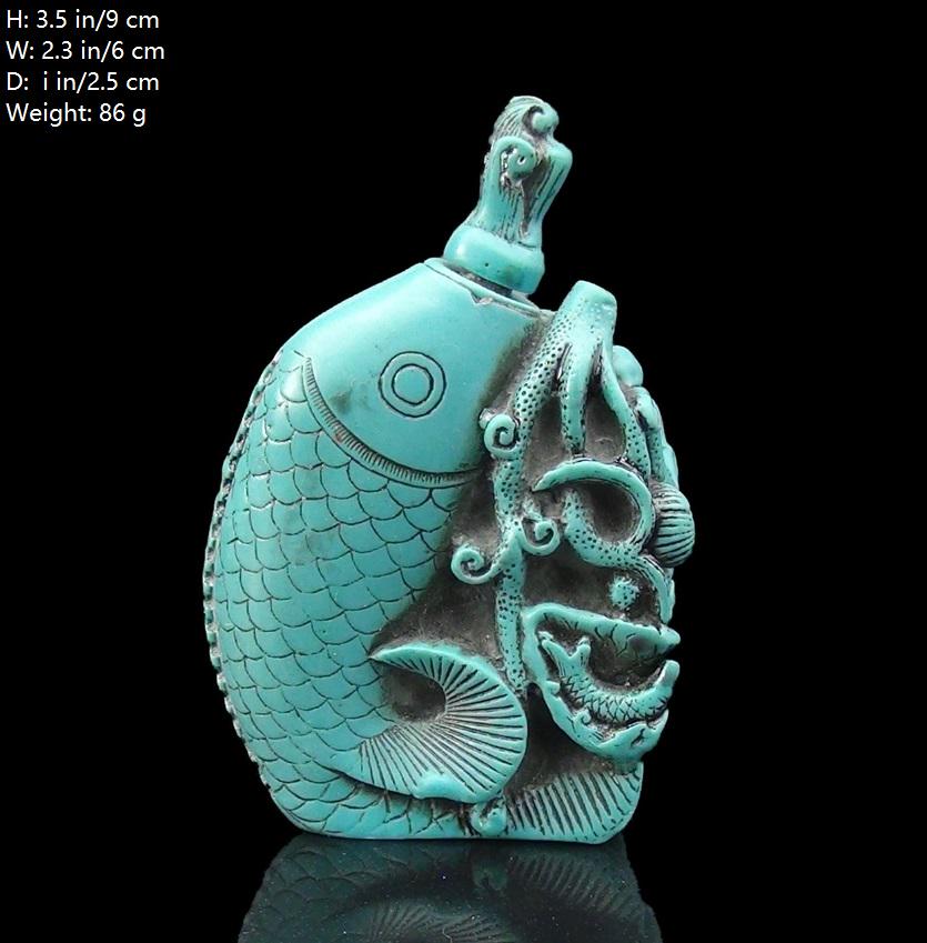 OLD CHINESE TURQUOISE SNUFF BOTTLE (1 of 6)