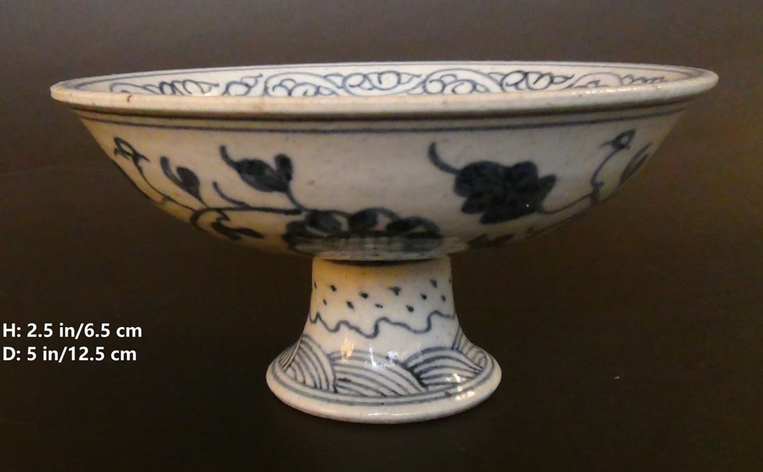 OLD CHINESE PORCELAIN HIGHT-FOOT CUP: THIS ITEMH: 2.5 in/6.5 cm D: 5 in/12.5 cm FEATURES 1. Hand painted flowers. 2. The cup is in a good shape. 3.Old. SHIPPING 1. The listed domestic shipping fee (handling fee is included) is good for