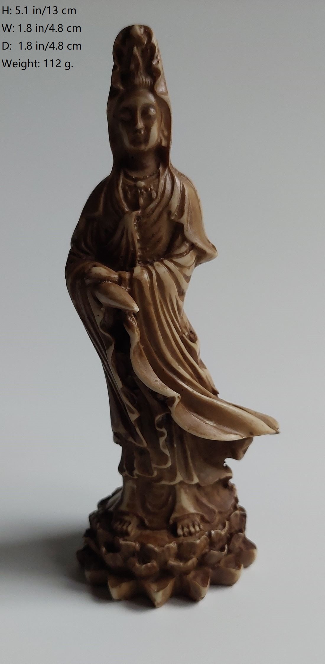 A SMALL STANDING BUDDHA GUAN YIN OR KUAN-YEN STATUE (1 of 9)