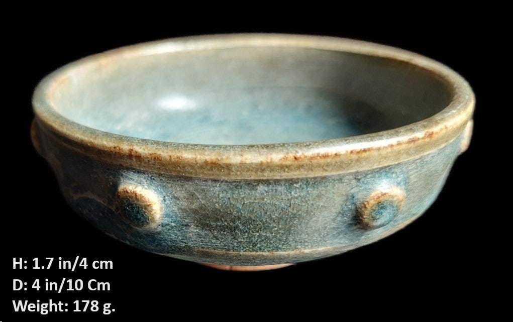 CHINESE ANTQIE JUN KILN BLUE PEN BRUSH PORCELAIN BOWL: THIS ITEM H: 1.7 in/4 cm 4 in/10 cm Weight: 178 g.