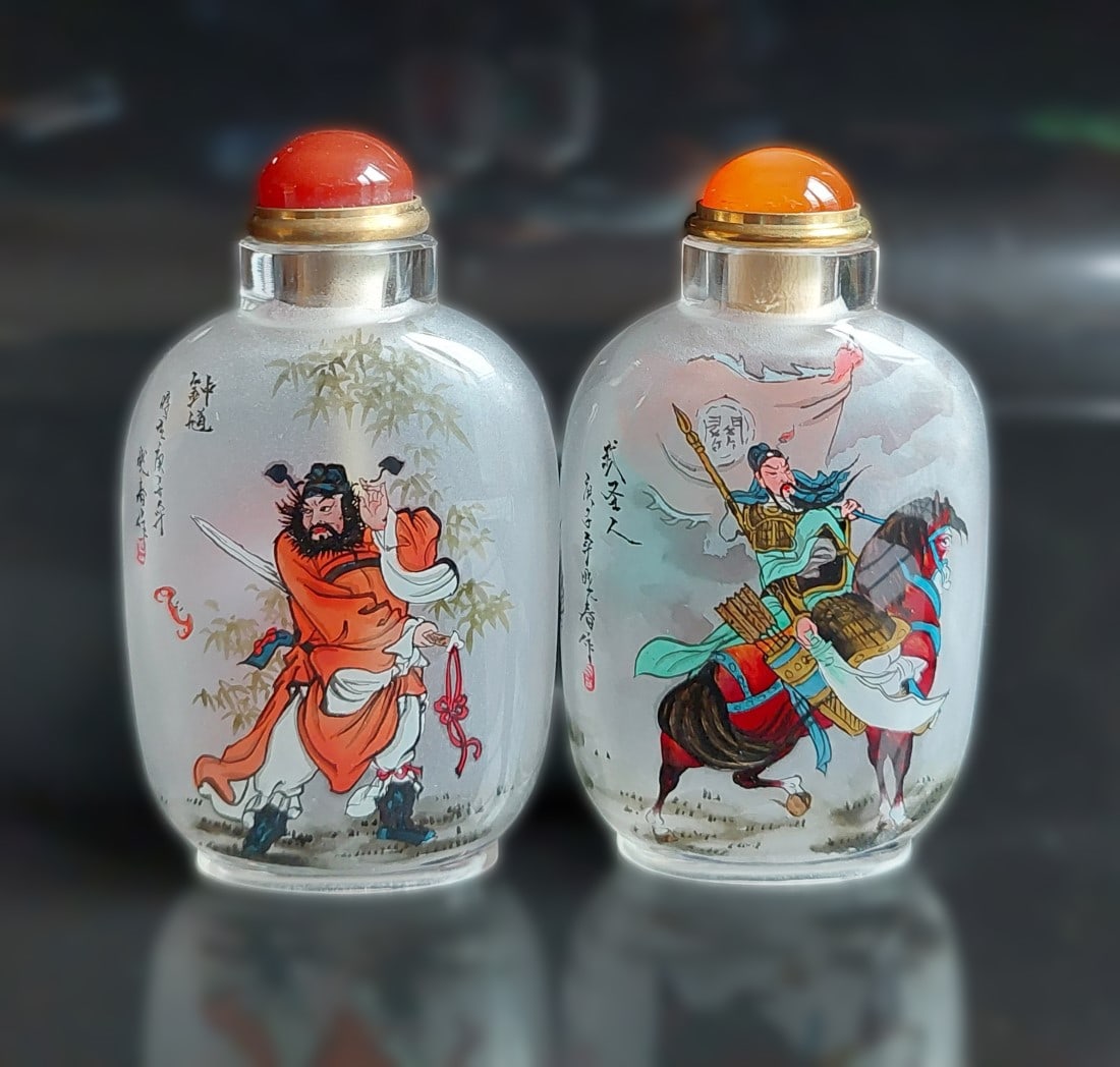 CHINESE PEKING GLASS INSIDE PAINTED SNUFF BOTTLE DING ER ZHONG (1 of 9)
