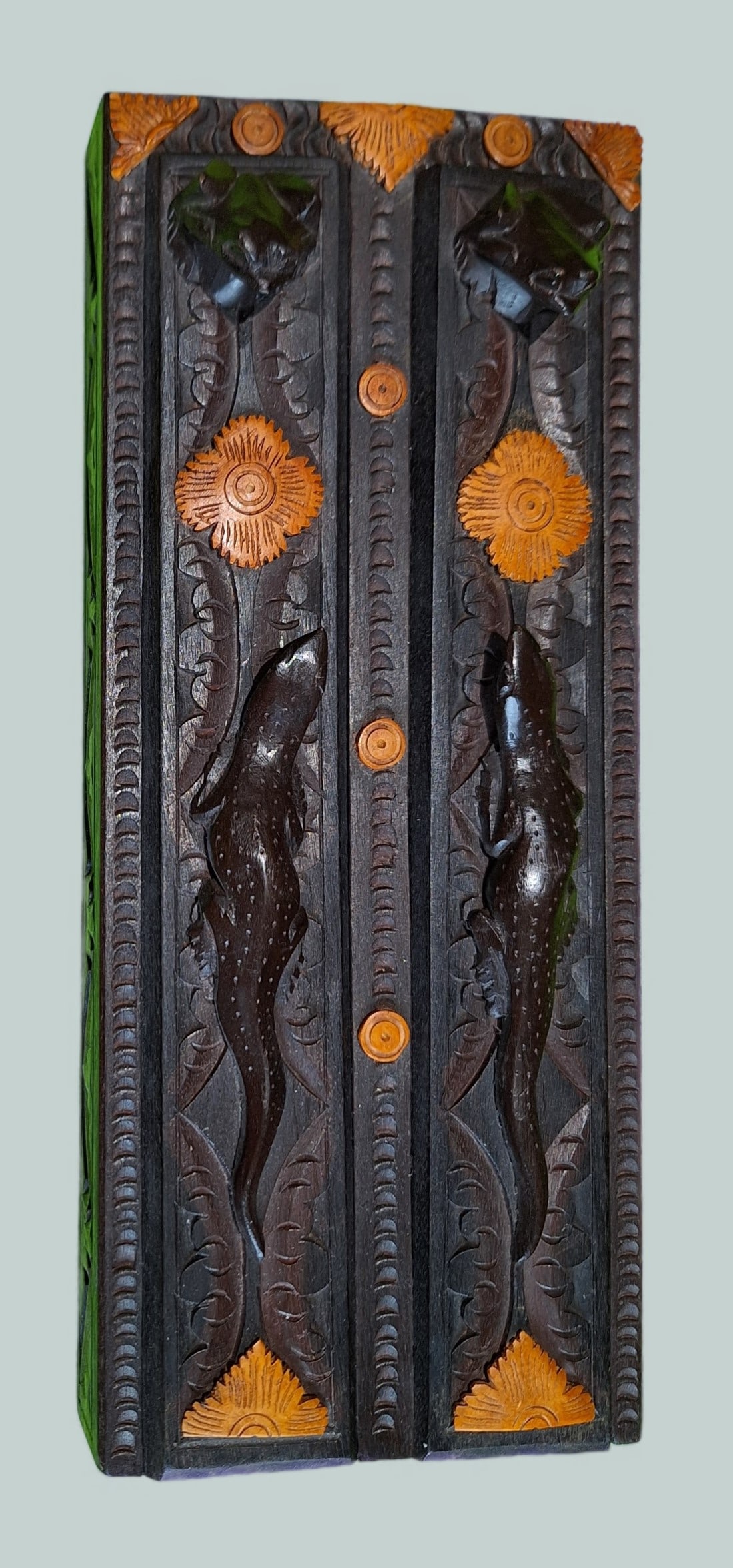 Wooden Chopsticks In Wooden Box: The Box: H: 10.5 in/27 cm W: 4.5 in/11.5 cm 1.3 in/3.5 cm