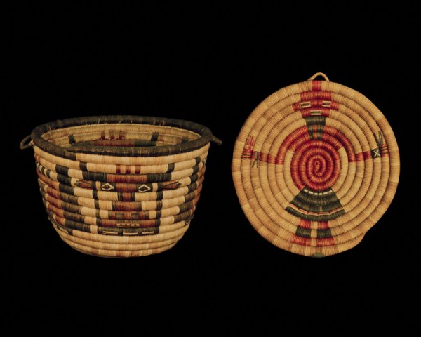 A pair of Hopi coiled baskets, second quarter of t