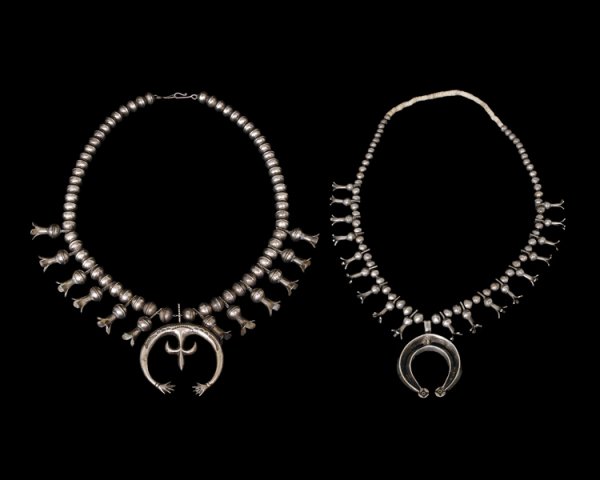Two Southwest necklaces, 20th century. A Navajo sq