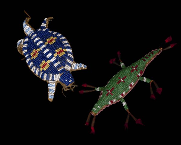 Two Sioux beaded umbilical fetishes, last quarter