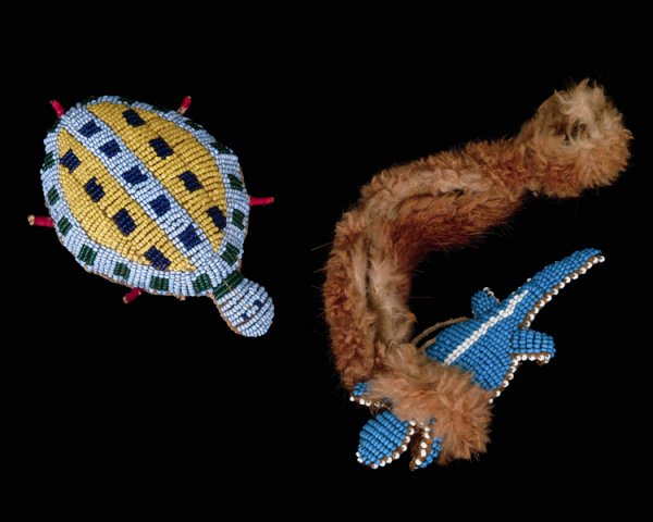 Two Sioux beaded umbilical fetishes, last quarter