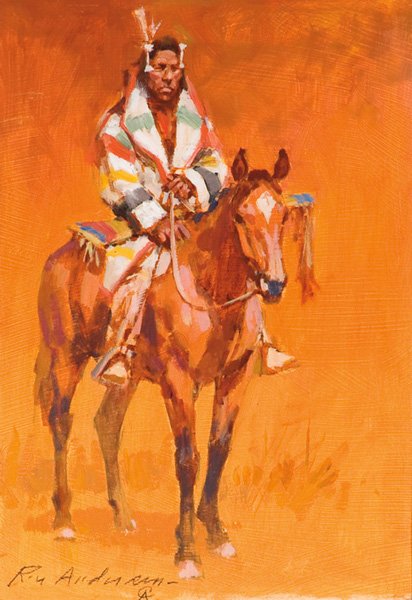 Roy Andersen b. 1930; The New Blanket Coat ; Oil;: Roy Andersen b. 1930; The New Blanket Coat; Oil; 7 x 5 inches; Signed lower left/CA