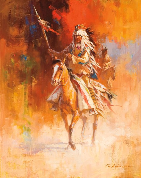 Roy Andersen b. 1930; Medicine Horn ; Oil; 20 x 1: Roy Andersen b. 1930; Medicine Horn; Oil; 20 x 16 inches; Signed lower right