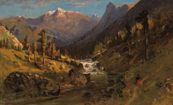 William Keith 1838-1911; Near Soda Springs - Amer: William Keith 1838-1911; Near Soda Springs - American River; Oil; 10 x 16 inches; Signed lower left