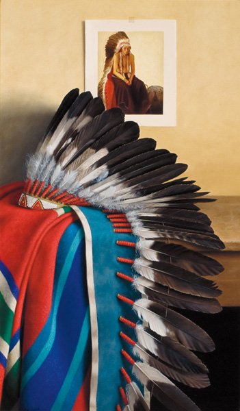 William Acheff b. 1947; Chief's Thoughts ; Oil; 3: William Acheff b. 1947; Chief's Thoughts; Oil; 34 1/2 x 20 1/2 inches; Signed lower left and dated 2006