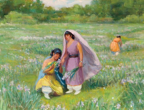 Bert Phillips 1868-1956; Pueblo Girls Gather Wild