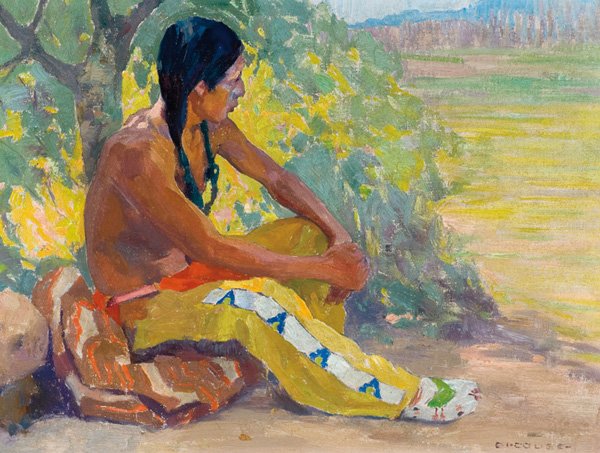 Eanger Irving Couse 1866-1936; Contemplation ; Oi