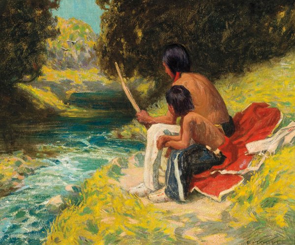 Eanger Irving Couse 1866-1936; The River Bank ; O