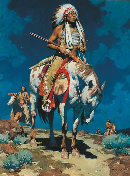 David Mann b. 1948; Native Moon ; Oil; 48 x 36 i: David Mann b. 1948; Native Moon; Oil; 48 x 36 inches; Signed lower right