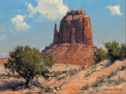 Robert Peters, "Monument Valley": Oil on board, 9 x 12 inches (Shipping Dimensions: 15x18 inches) Signed and titled verso