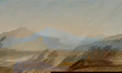 Albert Bierstadt, "Western Sketch": Oil on canvas, 10 x 16 inches (Shipping Dimensions: 14x20 inches)