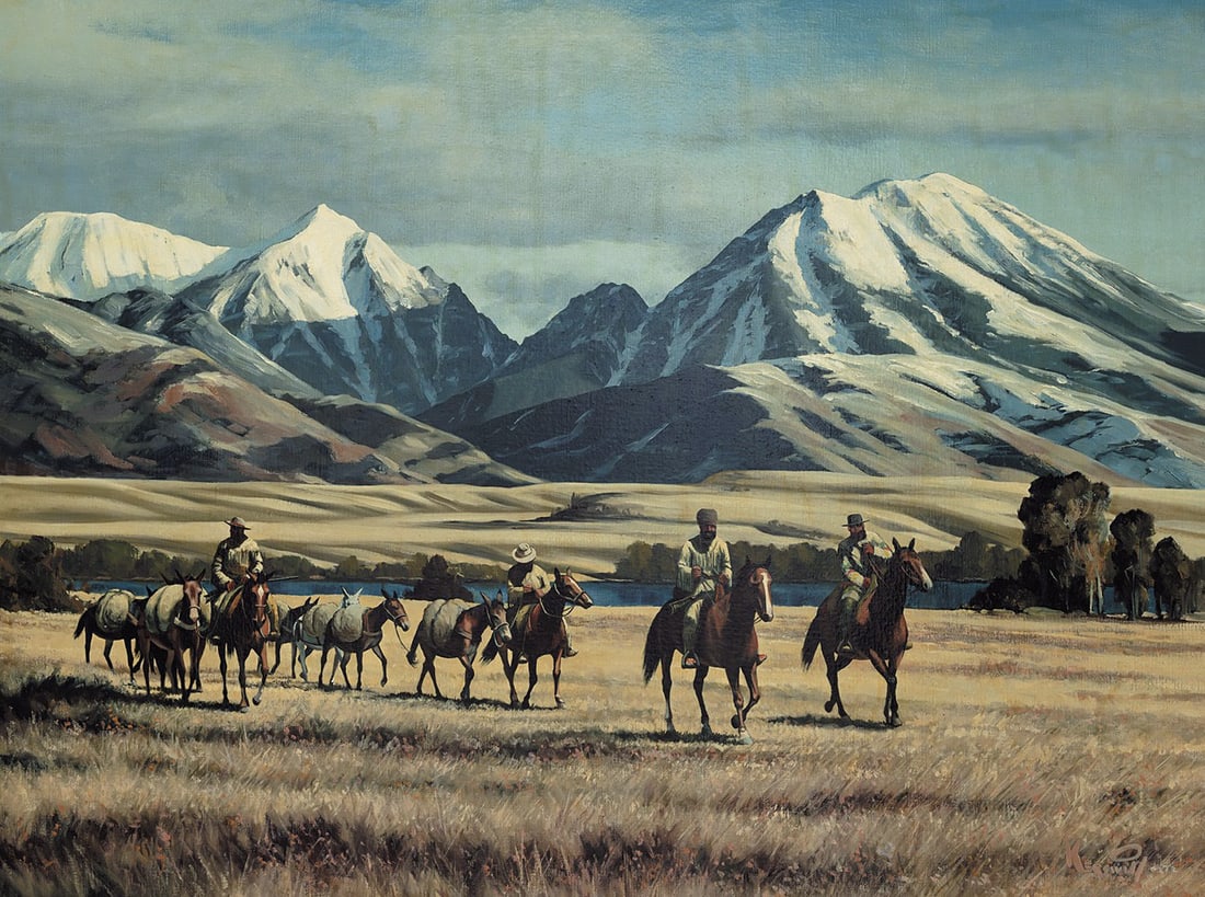 Roy Kerswill, "Evening Along the Yellowstone": Oil on canvas, 30 x 40 inches (Shipping Dimensions: 40x50 inches)