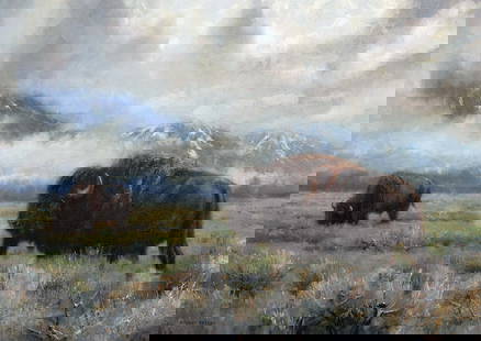 Robert Peters, "The Grey Veil": Oil on canvas, 20 x 28 inches (Shipping Dimensions: 29x37 inches)