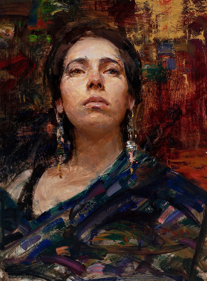 Scott Burdick, "Carmen": Oil on board, 24 x 18 inches (Shipping Dimensions: 30x24 inches)