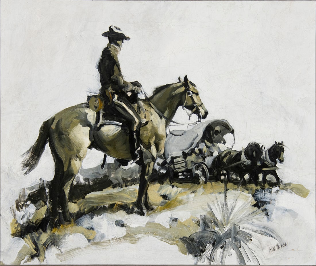 Frank Hoffman, "Buckskin Vacation": Frank Hoffman (1888-1958), "Buckskin Vacation", Oil on canvas, 20 x 24 inches, Shipping Dimensions: 28 x 32 inches Signed lower right Titled verso