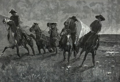 Frederic Remington, "Hauling Wagon out of Bog Hole"