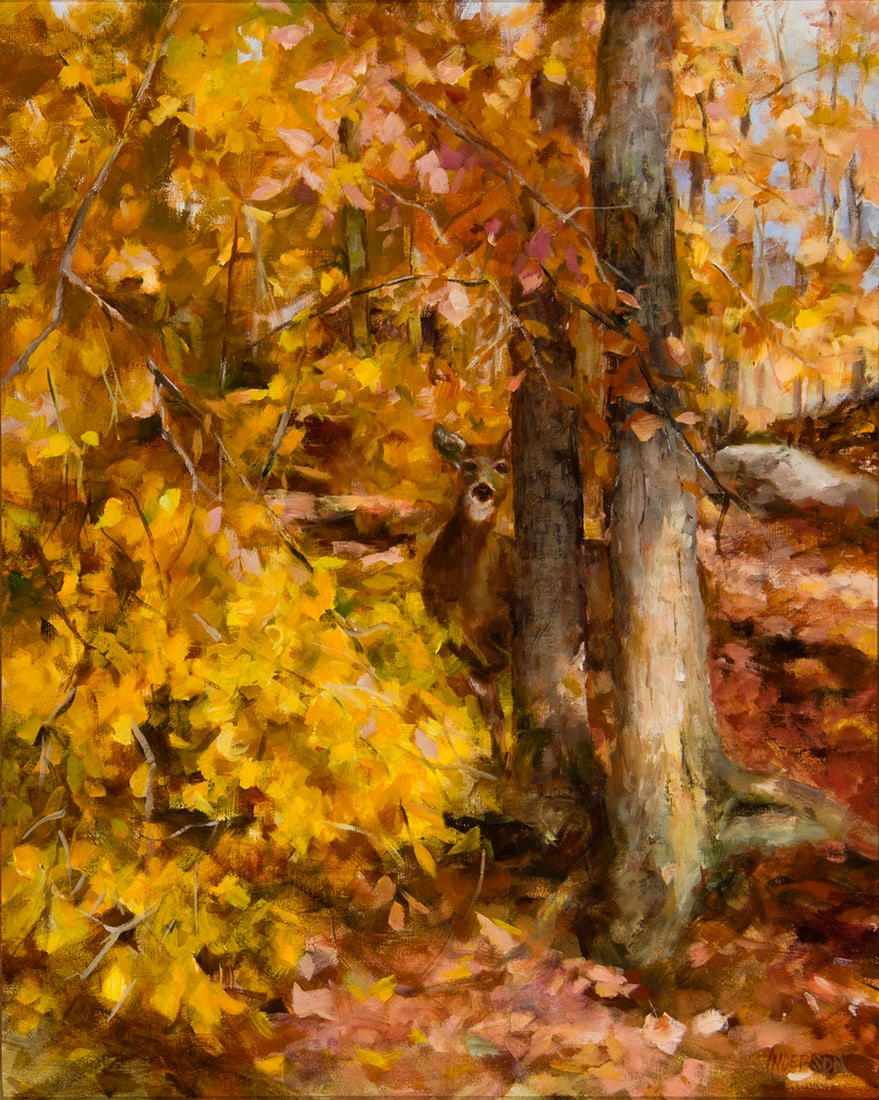 Kathy Anderson, "Autumn Surprise": Kathy Anderson (b. 1945), "Autumn Surprise", Oil on canvas, 20 x 16 inches, Shipping Dimensions: 26 x 22 inches Signed lower right