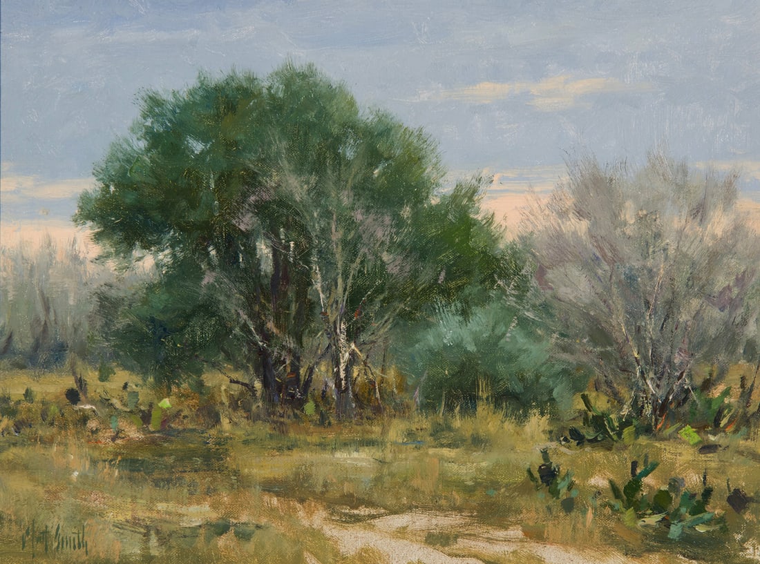 Matt Smith, "Winter on the Ross Ranch": Matt Smith (b. 1960), "Winter on the Ross Ranch", Oil on board, 12 x 16 inches, Shipping Dimensions: 16 x 20 x 3 inches Signed lower Left Signed, titled, and dated 2004 verso