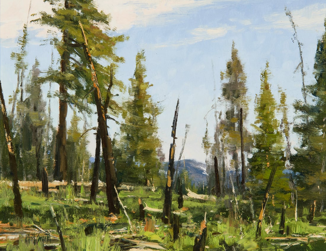 Matt Smith, "Mono Meadow": Matt Smith (b. 1960), "Mono Meadow", Oil on board, 11 x 14 inches, Shipping Dimensions: 14.5 x 17.5 x 3 inches Signed lower Left Signed, titled, and dated 2000 verso