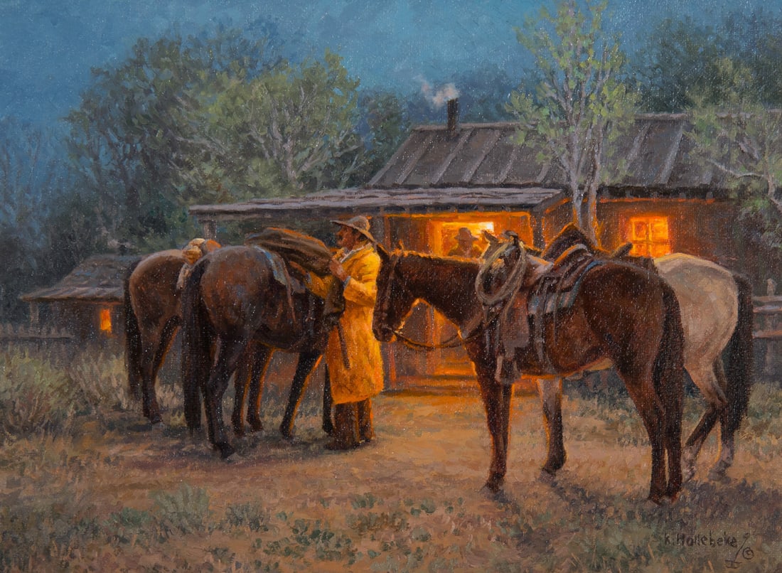 Karin Hollebeke, "The Resting Place": Karin Hollebeke (b. 1950), "The Resting Place", Oil on canvas, 9 x 12 inches, Shipping Dimensions: 15 x 18 x 3 inches Signed lower right