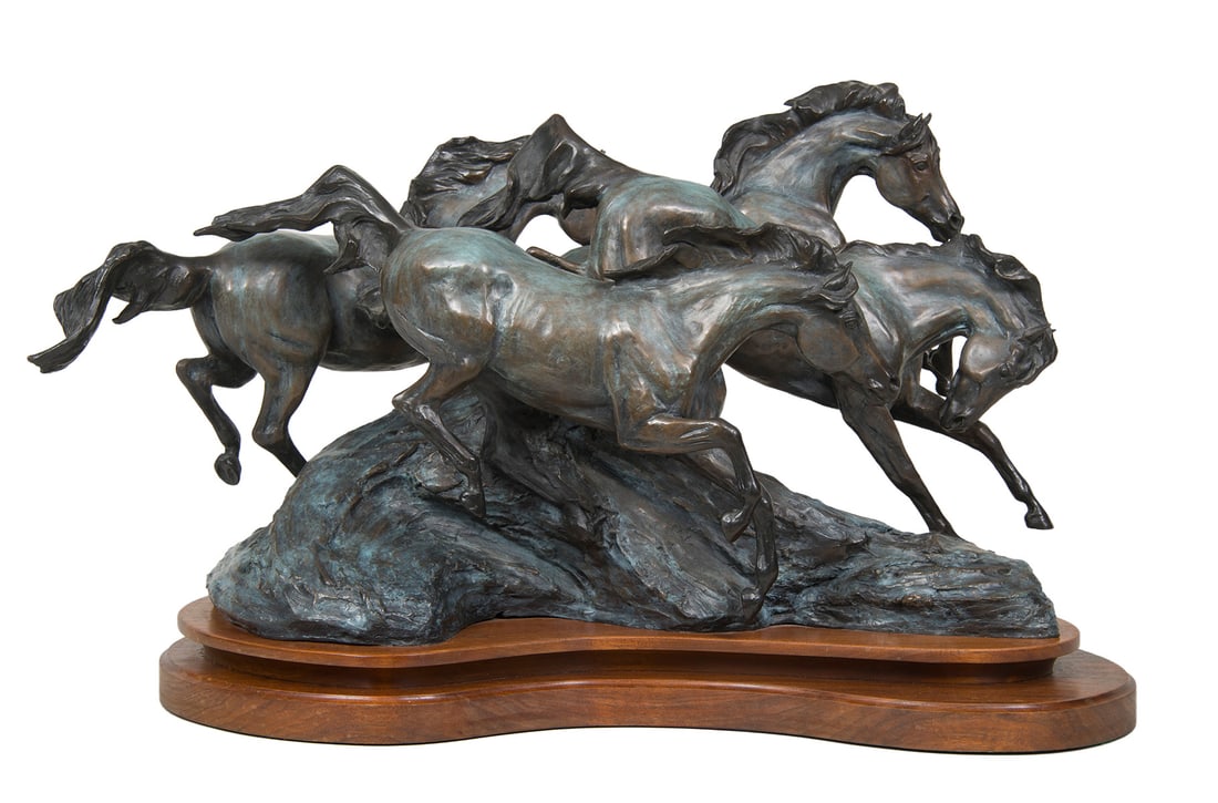 Veryl Goodnight, "Come Forth a Dream": Veryl Goodnight (b. 1947), "Come Forth a Dream", Bronze, cast 20/25, 17 inches overall height, Shipping Dimensions: 17 x 28 x 16 inches - 95 lbs. Signed and dated 1987