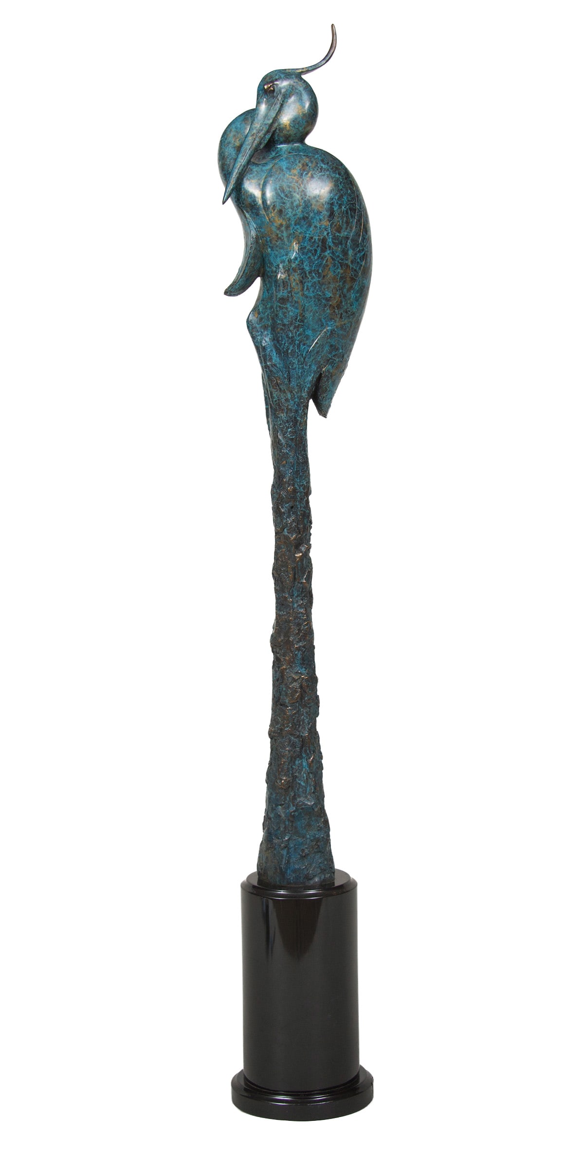 Tim Cherry, "Cattail Blue": Tim Cherry (b. 1965), "Cattail Blue", Bronze, cast 5/15, 37 1/2 inches overall height, Shipping Dimensions: 37.5 x 5 x 5 inches - 23 lbs. Signed